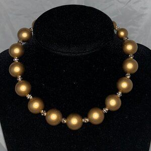 Marvella Gold Bead Necklace and Clip Earrings